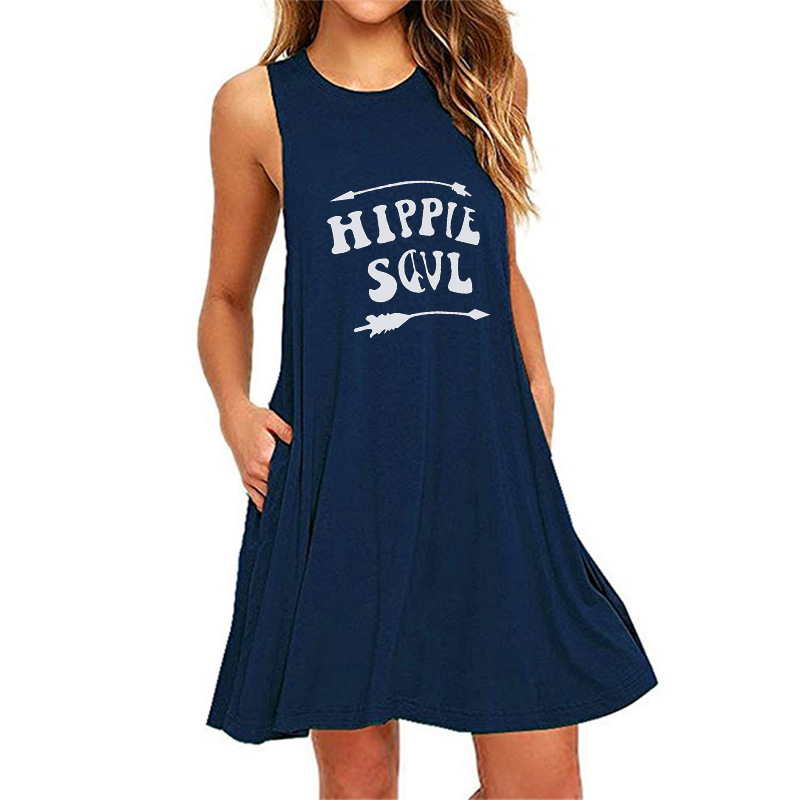 Rennifu hippie print sleeveless slim fit A-line dress-028