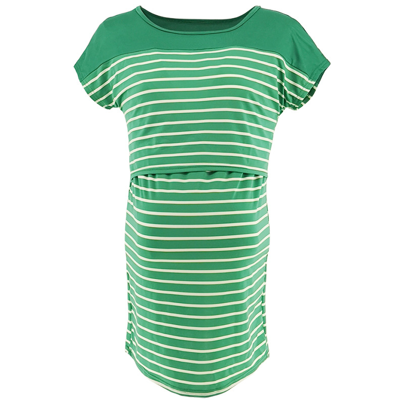 Maternity wear Striped color matching nursing T-shirt Nursing clothes-048