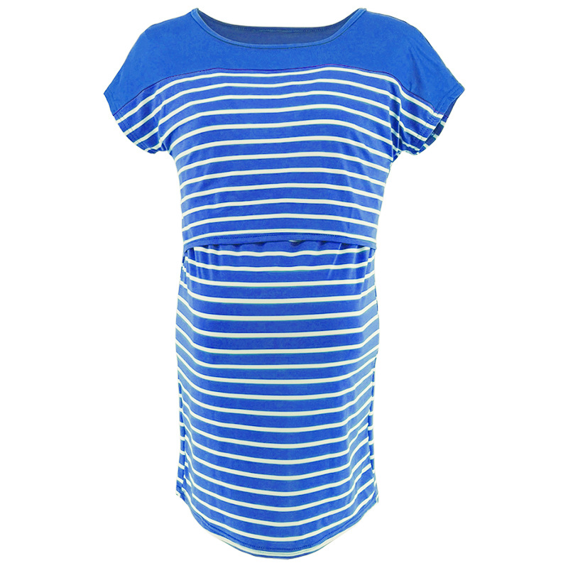 Maternity wear Striped color matching nursing T-shirt Nursing clothes-048