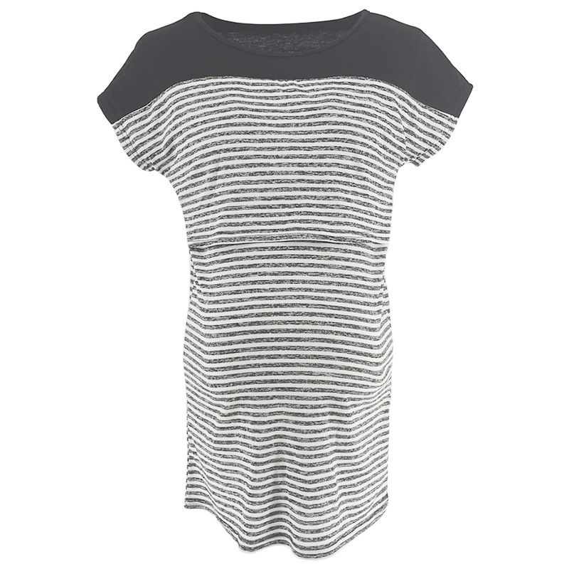 Maternity wear Striped color matching nursing T-shirt Nursing clothes-048