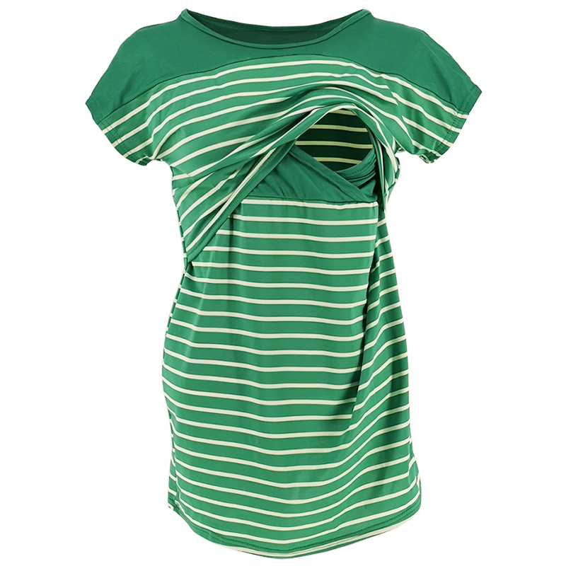 Maternity wear Striped color matching nursing T-shirt Nursing clothes-048