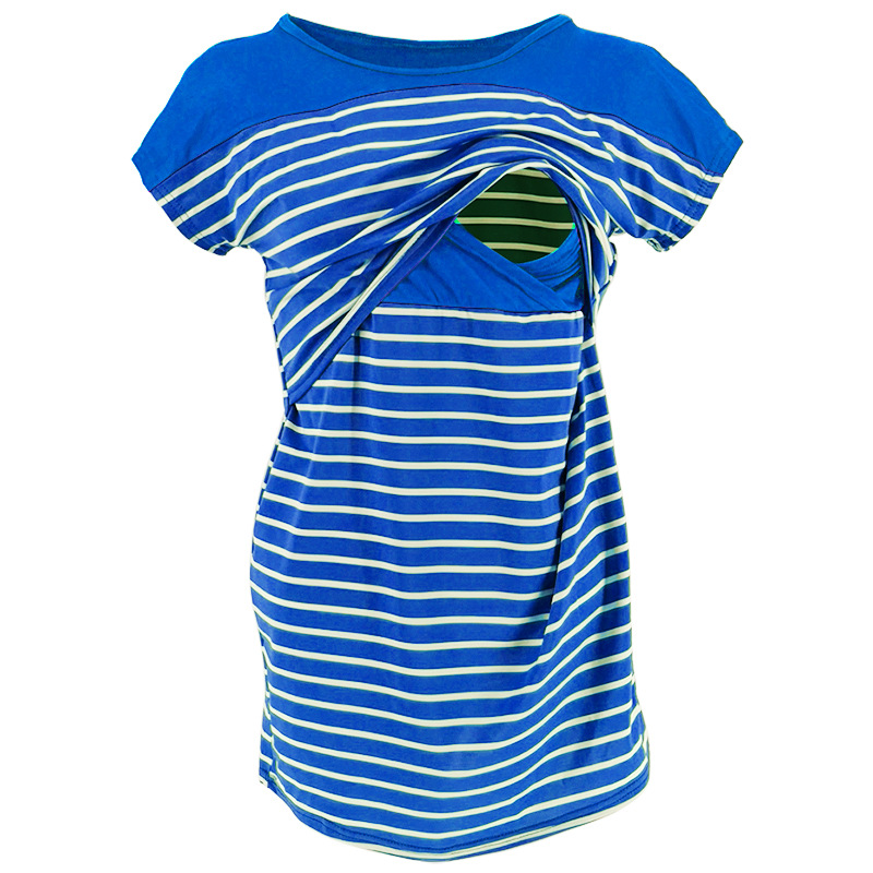 Maternity wear Striped color matching nursing T-shirt Nursing clothes-048 02