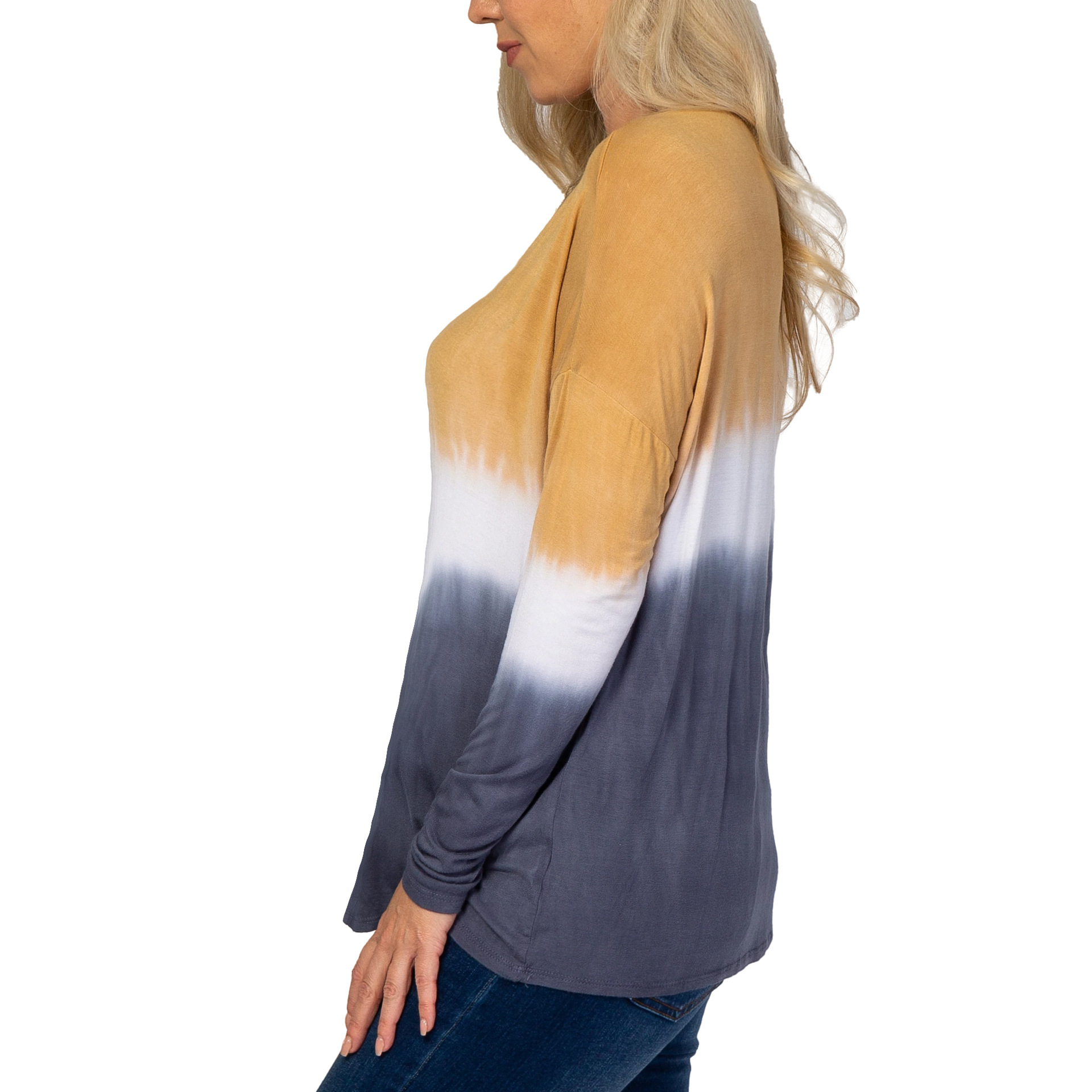 Tie-dyed light-colored printed round-neck long-sleeved warm T-shirt-003