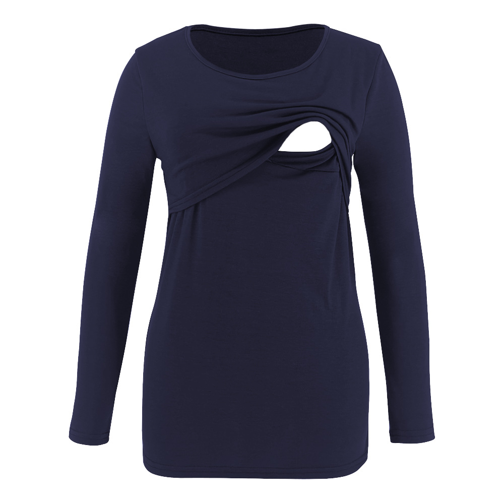 Maternity wear long sleeve round neck bottoming nursing T-shirt-055