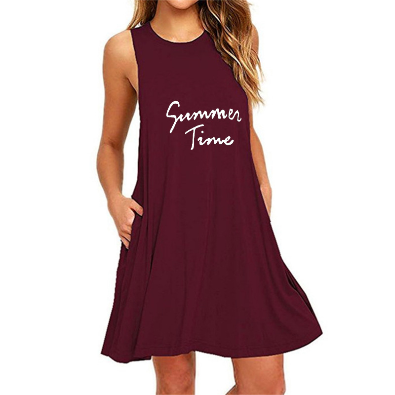 Rennifu women's printed sleeveless slim A-line dress-027 02