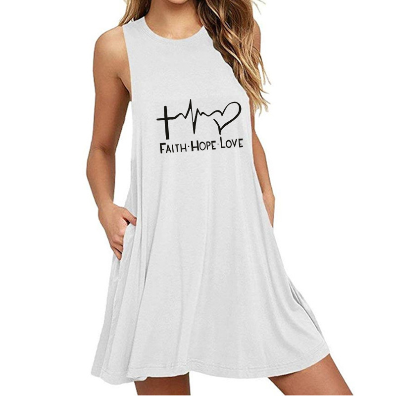 Rennifu women's printed sleeveless slim A-line dress-029