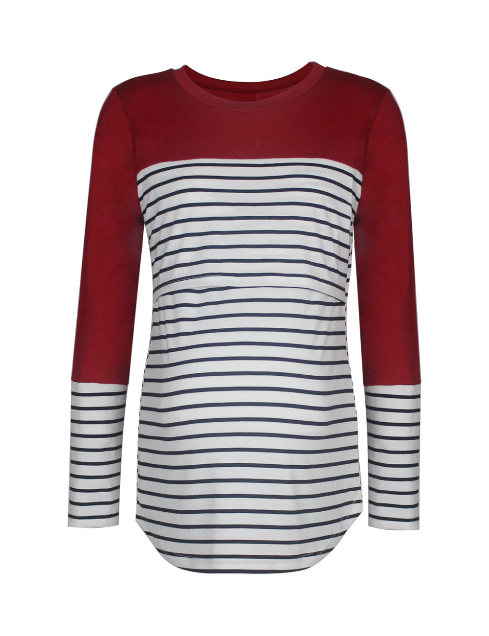 Splicing striped T-shirt Maternity nursing clothes-060